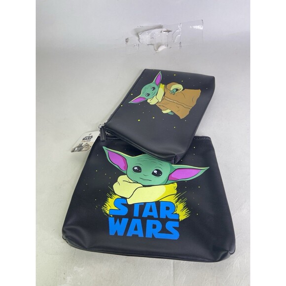 Star Wars Baby Yoda 2 Piece Pouch Make-up Cosmetic Case Bag Set Travel NEW - Picture 2 of 9